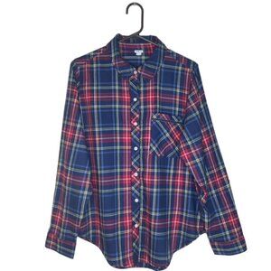 AERIE Lounge Long Sleeve Plaid Flannel Shirt - Size Small